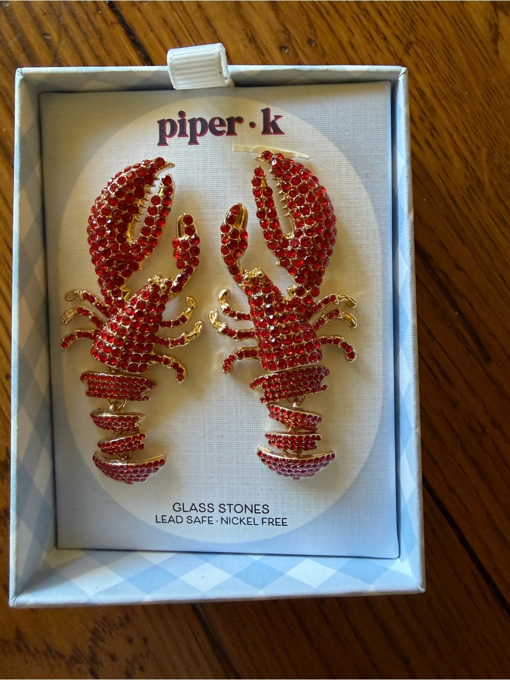 Piper Red Lobster Rhinestone Drop Earrings